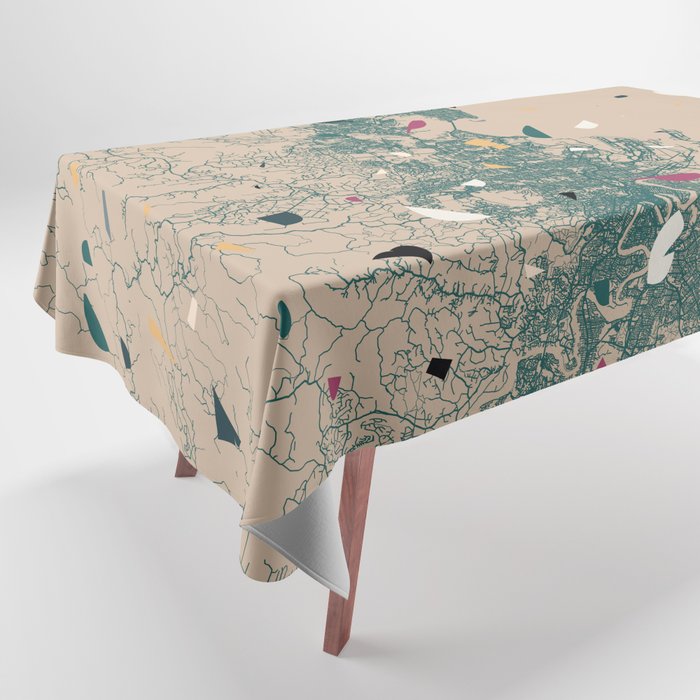 Brisbane - Australia Map - Cloudy Terrazo Illustration Tablecloth