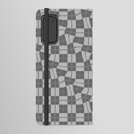 Warped Checkerboard Grid Illustration Gray Android Wallet Case
