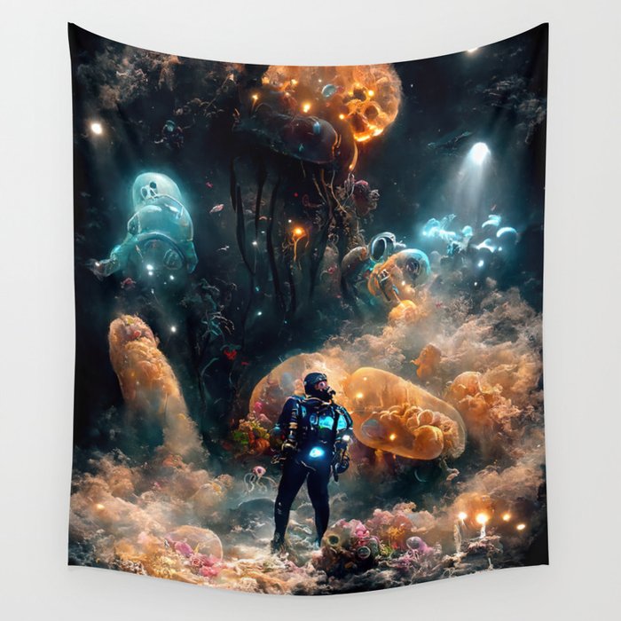 Echoes of the Past - Hidden wonders deep sea exploration Wall Tapestry