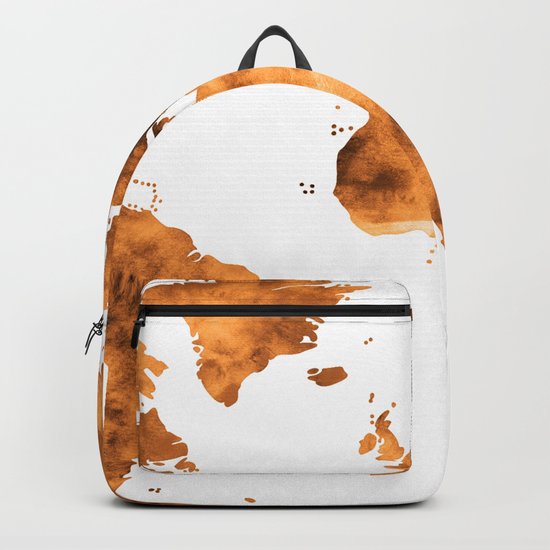 World Map in Orange Desert Sand Backpack