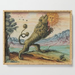 The Lion Eating The Sun Antique Alchemy Illustration Serving Tray