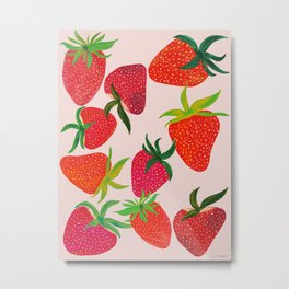 Strawberry Harvest Metal Print | Berry, Lovely, Smoothie, Fruits, Sweet, Berries, Strawberries, Food, Painting, Dessert 