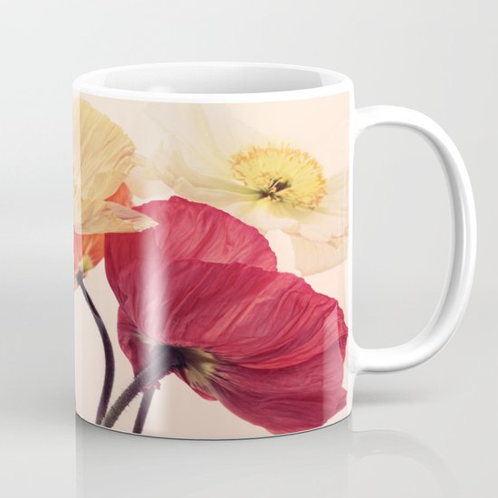 Posing Poppies - bright, vintage toned poppy still life Mug