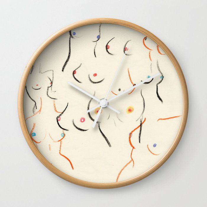 Breasts in Cream Wall Clock