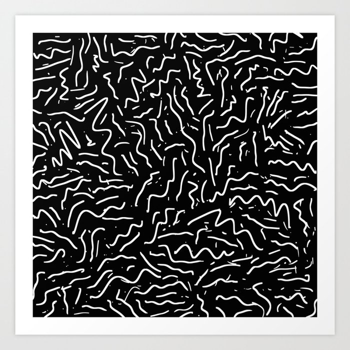 Giggle Squiggles - Black And White Art Print