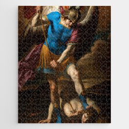 Archangel Michael fights against the Fallen Angel, 1650 by Andrea Vaccaro Jigsaw Puzzle