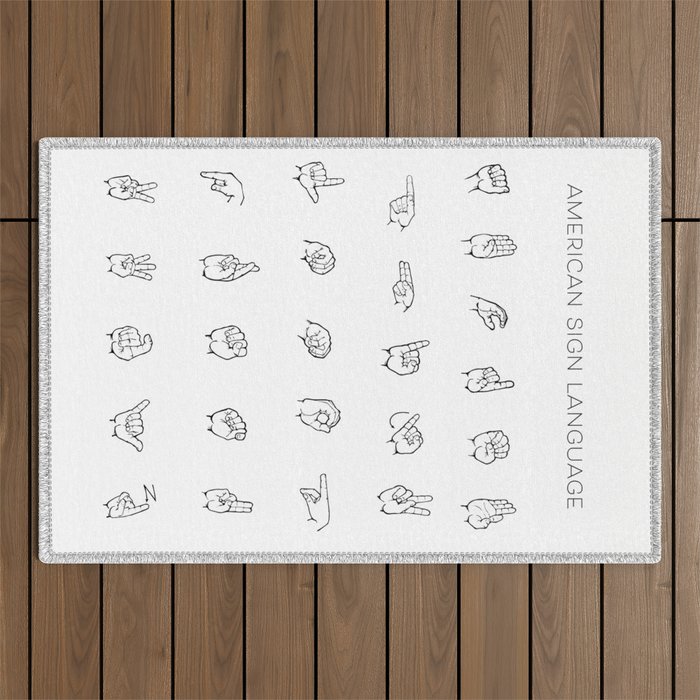 American Sign Language Chart Outdoor Rug by Typologie Paper Co Society6
