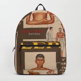Leprosy patients showing symptoms. Colour lithograph, 1950s. Backpack
