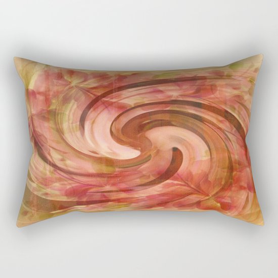 Peach Floral Swirl Abstract Rectangular Pillow