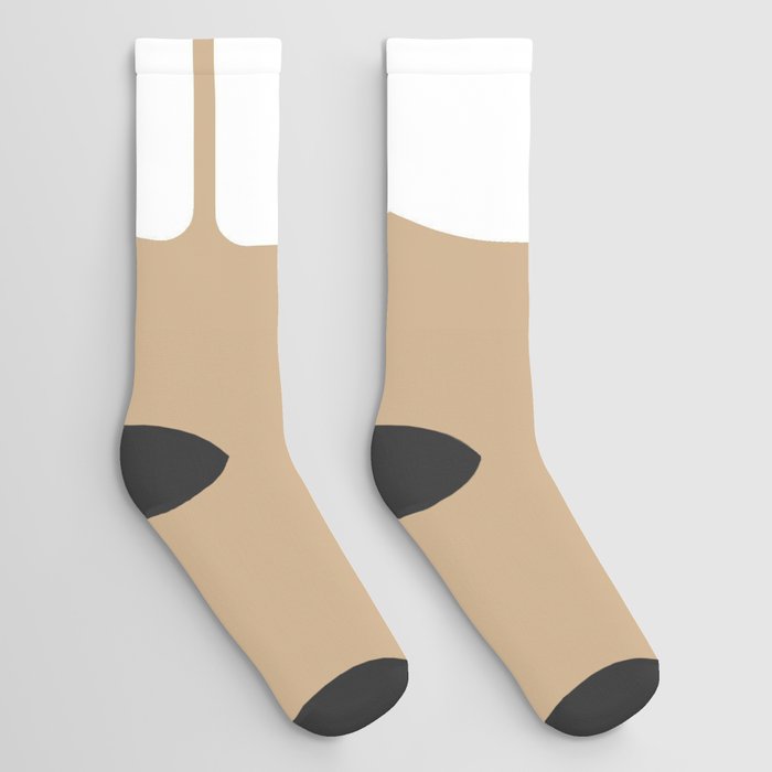 e (White & Tan Letter) Socks