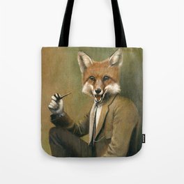 Vintage Fox In Suit Tote Bag | Pipesmokeing, Vintagestyle, Redfox, Weird, Fox, Foxinclothes, Wildlife, Funnygift, Painting, Gentleman 