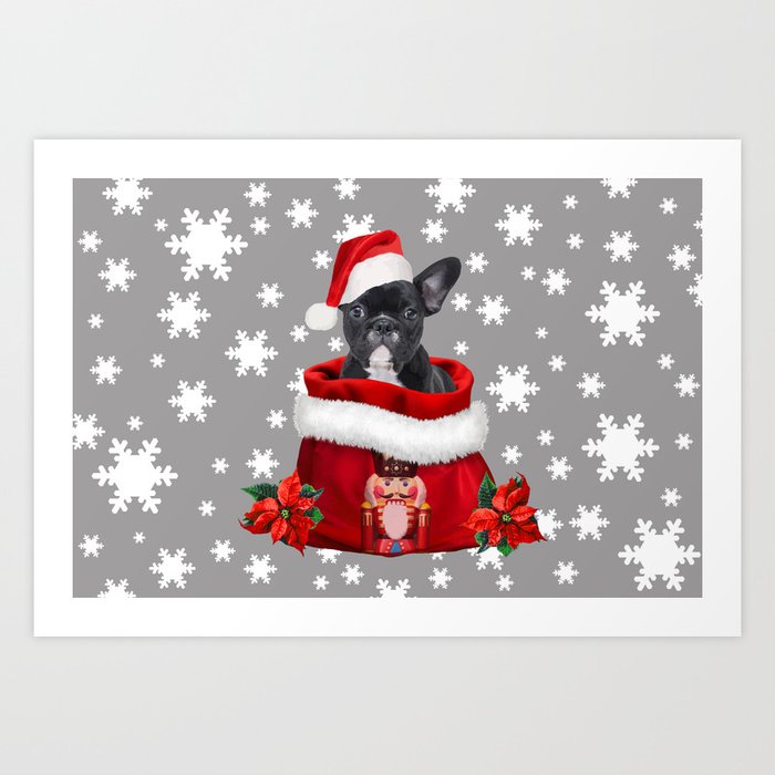Nutcracker Christmas Bag French Bulldog Santa Claus Art Print