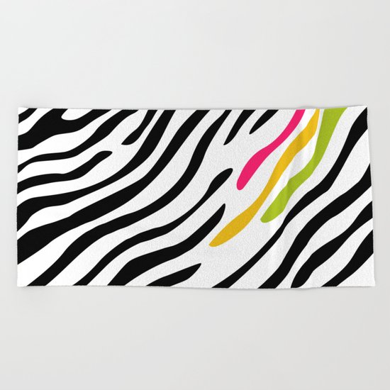 Zebra print. Multicolor Beach Towel