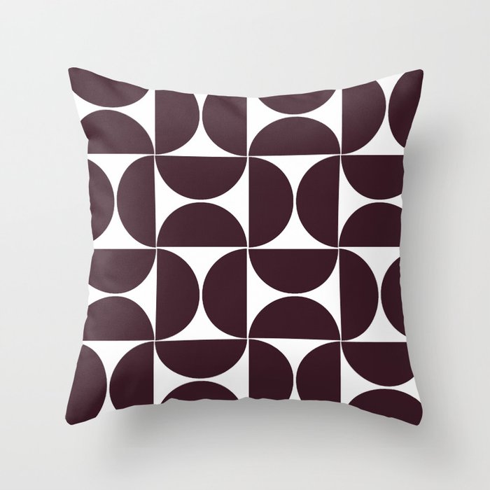 Dark violet mid century modern geometric shapes Throw Pillow