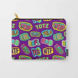 Colorful design with word patches. Carry-All Pouch