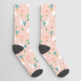 Summer Llamas on Pink Socks