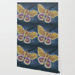 Bull’s Eye Madagascar Silk Moth Mixed Media Art Wallpaper