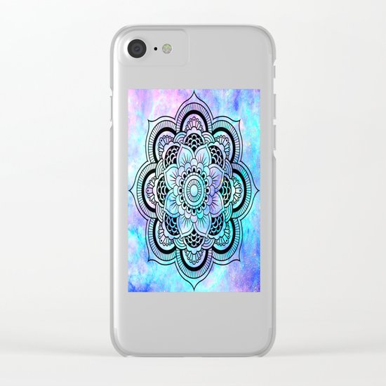 mandala pink lavender aqua galaxy space Clear iPhone Case