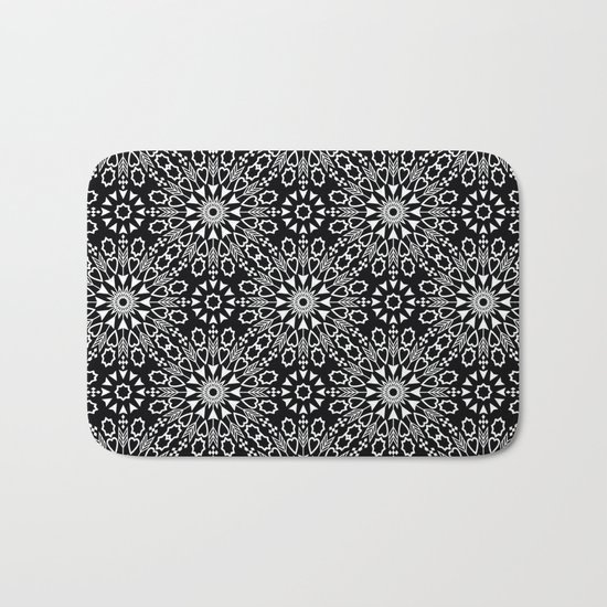Oriental, ornament, black and white. Bath Mat