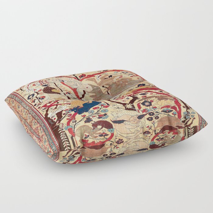 Heriz Azerbaijan Northwest Persian Silk Animal Rug Print Floor Pillow