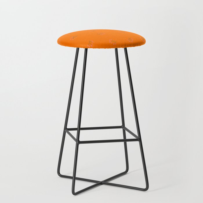 Branches With Red Berries Seamless Pattern on Orange Background Bar Stool