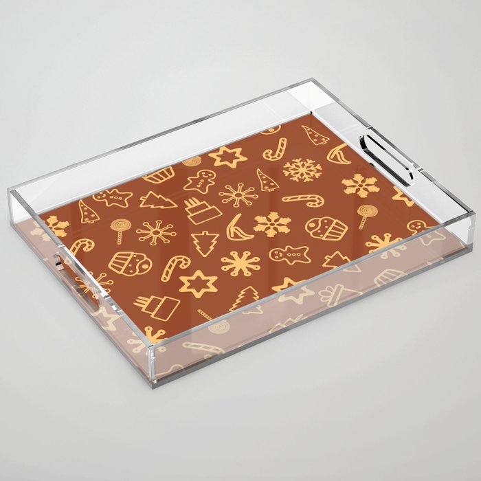 Holiday Seamless Pattern with Christmas Ornaments. Xmas Winter Poster Collection Acrylic Tray
