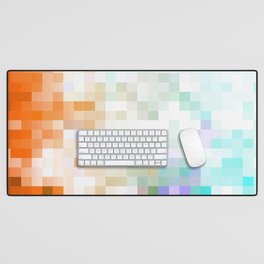 graphic design geometric pixel square pattern abstract background in orange blue purple Desk Mat