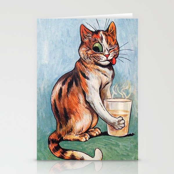 Louis Wain Funny Cats-Drinking Winking Cat  Stationery Cards