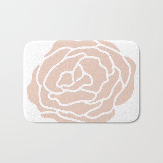 Rose in Vintage Rose Pink on White Bath Mat