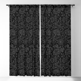 William Morris Floral Pattern | “Pink and Rose” in Black and Grey | Vintage Flower Pattern Blackout Curtain
