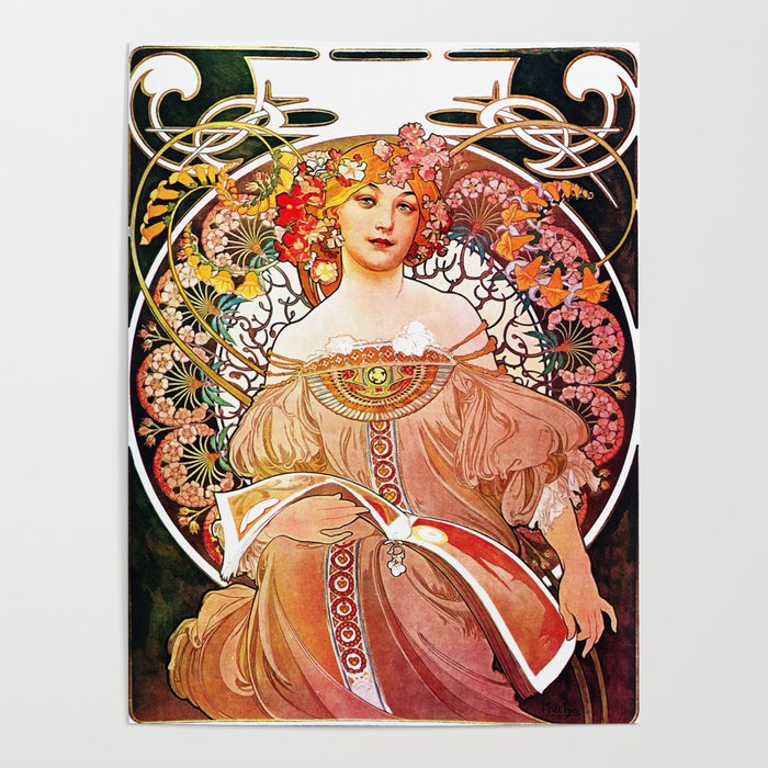 muchaです Alphonse Mucha Daydream Floral Vintage Art Nouveau Canvas