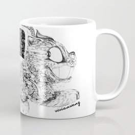 Studio Ghibli Cat Bus Black & White Zentangle Drawing Doodle Coffee Mug