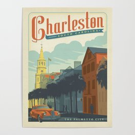 Vintage travel poster-The Palmetto City-Charleston. Poster