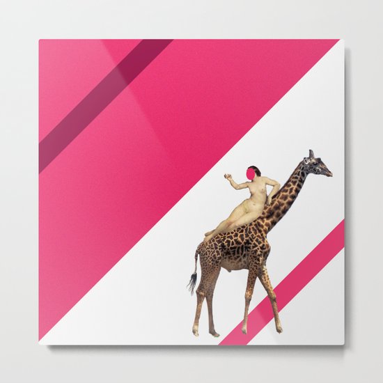 Laying on a giraffe Metal Print