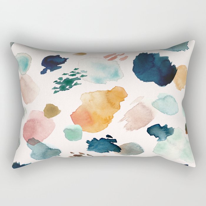 WILD WHIMS Abstract Watercolor Brush Strokes Rectangular Pillow