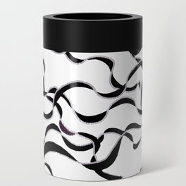 Ribbons of B & W & Silver Strand Abstract Can Cooler