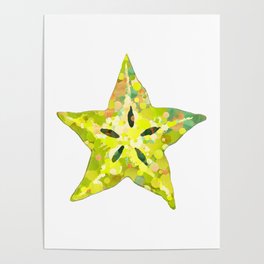 Bright Cheerful Starfruit Art Star Fruit Poster