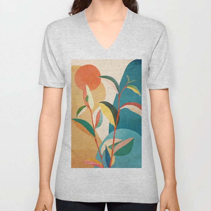 Colorful Branching Out 16 V Neck T Shirt
