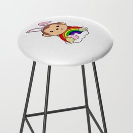 Happy Easter Cute Monkey For Easter With Rainbow Bar Stool