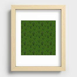 Green and Black Hand Drawn Dog Puppy Pattern Recessed Framed Print