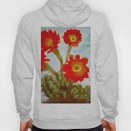 Tropical Desert Red Epiphyllum Orchid Cactus still life painting  Hoody