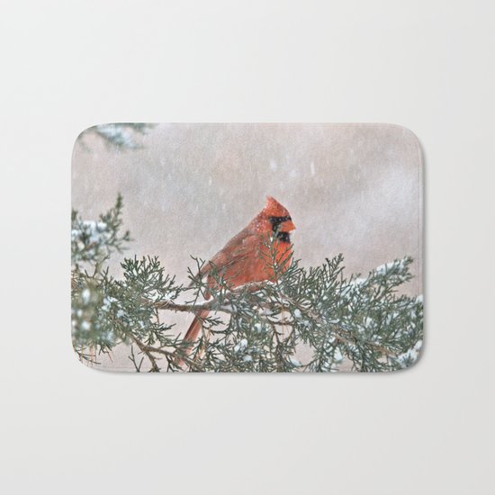 Snowfall Cardinal Bath Mat