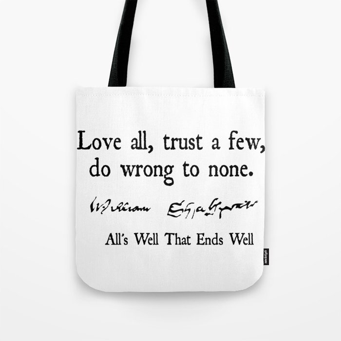 William Shakespeare Love All Tote Bag