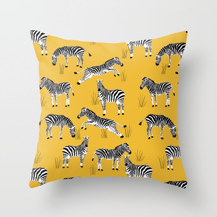 Animal Print Zebras natural habitat Print Pattern Throw Pillow