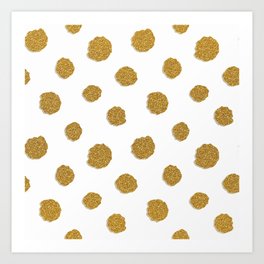 Golden touch III - Gold glitter effect polka dot pattern Art Print
