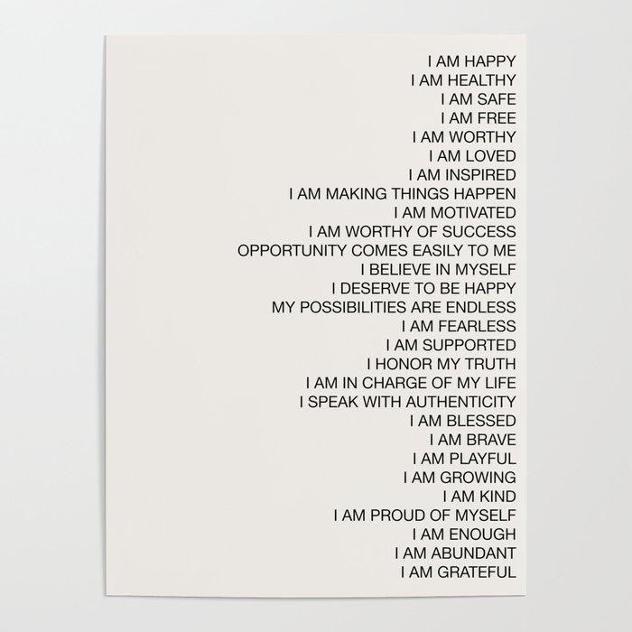Positive Daily Affirmations Poster Poster