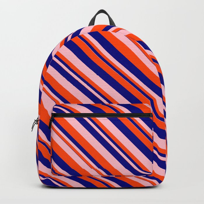 Blue, Pink, and Red Colored Lines/Stripes Pattern Backpack