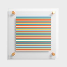 Retro Modern Stripes Orange Blue Yellow White Floating Acrylic Print