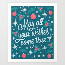 May All Your Wishes Come True Christmas Typography Art Print