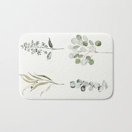 Eucalyptus Branches Bath Mat | Fieldguide, Watercolor, Curated, Wispy, Painting, Silverdollar, Botany, Botanical, Greens, Greenery 